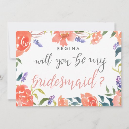 Wil je mijn bruidsmeisje script Bright Florals zij Kaart (Voorkant)