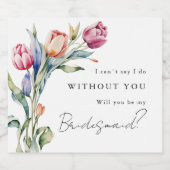 Wil je mijn bruidsmeisje tulpen zijn? sparkling wijnetiket (Enkel label)