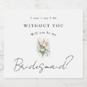 Wil je mijn bruidsmeisje tulpen zijn? sparkling wijnetiket (Enkel label)