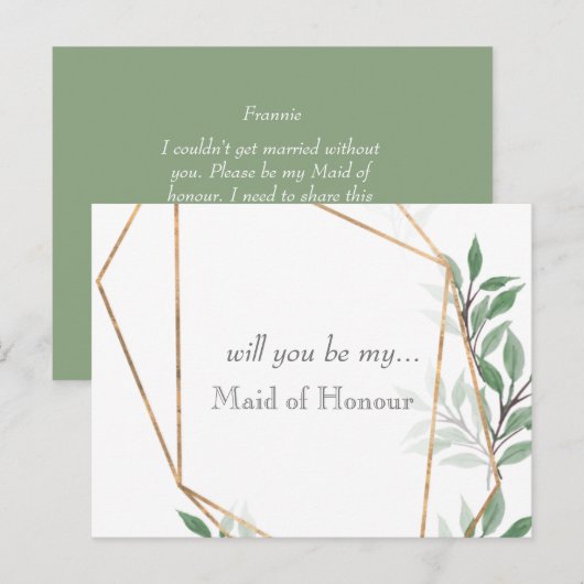 Wil je mijn bruidsmeisje uitnodigen? briefkaart (Voorkant / Achterkant)