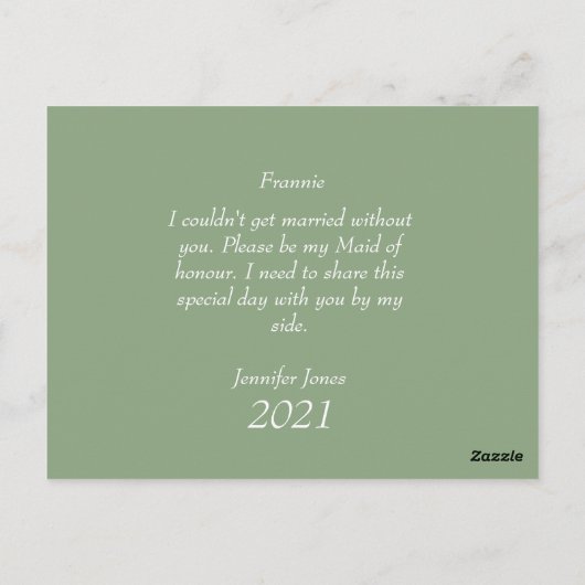 Wil je mijn bruidsmeisje uitnodigen? briefkaart (Achterkant)