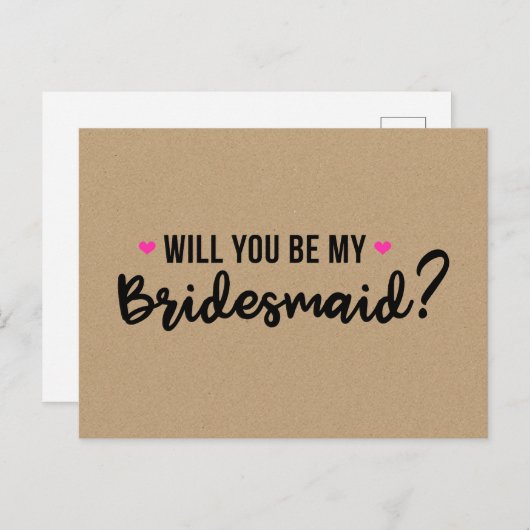 Wil je mijn bruidsmeisje uitnodigen Kaart zijn? (Voorkant / Achterkant)