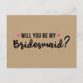 Wil je mijn bruidsmeisje uitnodigen Kaart zijn? (Voorkant)