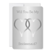 Wil je mijn bruidsmeisje uitnodiging zilveren hart
