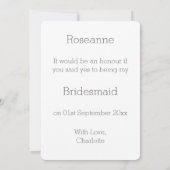 Wil je mijn bruidsmeisje uitnodiging zilveren hart (Achterkant)