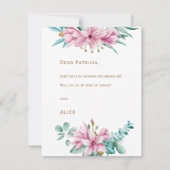 Wil je mijn bruidsmeisje van eer roze munt bruidsm kaart (Achterkant)