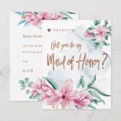 Wil je mijn bruidsmeisje van eer roze munt bruidsm kaart (Voorkant / Achterkant)