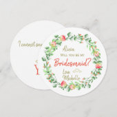 Wil je mijn bruidsmeisje voorstel bloemenkrans zij kaart (Voorkant / Achterkant)