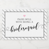 Wil je mijn bruidsmeisje voorstel Mousserende wijn Sparkling Wijnetiket (Enkel label)