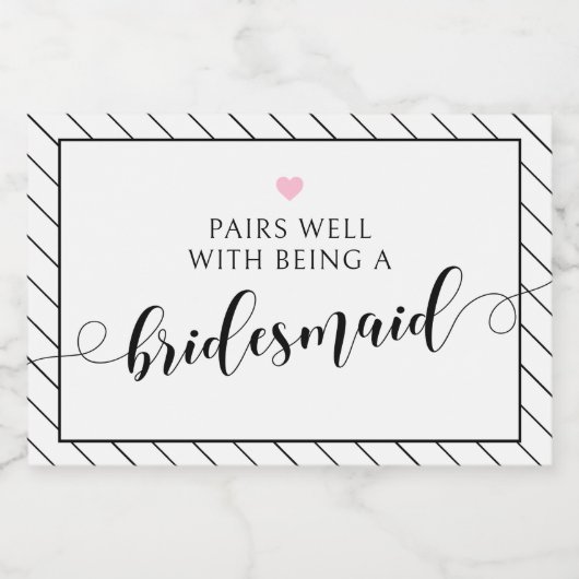 Wil je mijn bruidsmeisje voorstel Mousserende wijn Sparkling Wijnetiket (Enkel label)