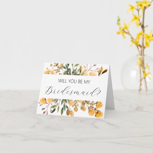 Wil je mijn bruidsmeisje voorstelkaart zijn? kaart (Gele Bloem)