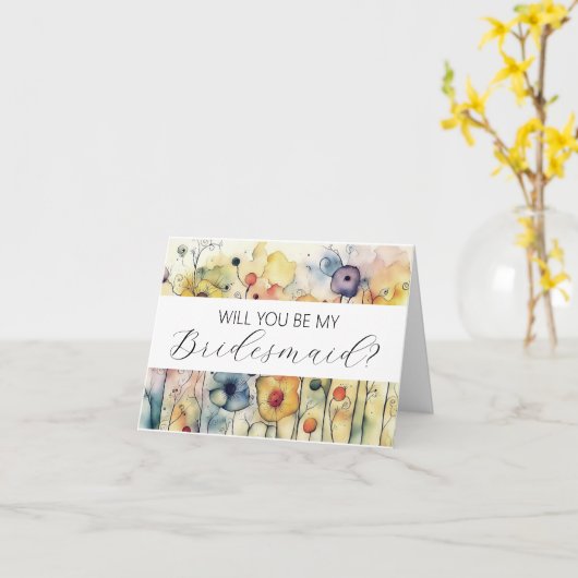 Wil je mijn bruidsmeisje voorstelkaart zijn? kaart (Gele Bloem)