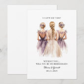 Wil je mijn bruidsmeisje Waterverf voorstel Kaart (Voorkant / Achterkant)