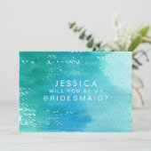 Wil je mijn bruidsmeisje Waterverf wassen Kaart (Staand voorkant)