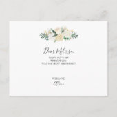 Wil je mijn bruidsmeisje witte bloemen zijn? uitnodiging briefkaart (Achterkant)