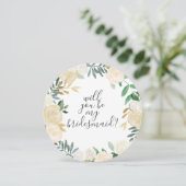 Wil je mijn bruidsmeisje witte Waterverf bloemen Kaart (Staand voorkant)