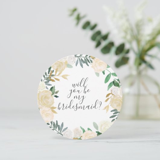 Wil je mijn bruidsmeisje witte Waterverf bloemen Kaart (Staand voorkant)