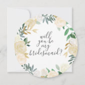 Wil je mijn bruidsmeisje witte Waterverf bloemen Kaart (Voorkant)