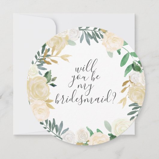 Wil je mijn bruidsmeisje witte Waterverf bloemen Kaart (Voorkant)