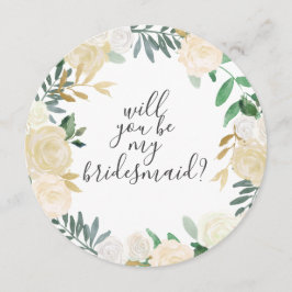 Wil je mijn bruidsmeisje witte Waterverf bloemen Kaart