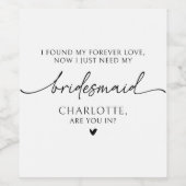 Wil je mijn bruidsmeisje zijn? Aangepast wijnlabel Wijn Etiket (Enkel label)