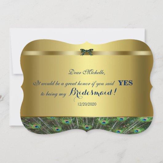 Wil je mijn bruidsmeisje zijn? Aangepaste gouden p Kaart (Achterkant)