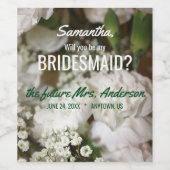Wil je mijn bruidsmeisje zijn, baby's adem wijn etiket (Enkel label)
