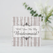 Wil je mijn bruidsmeisje zijn? Berkenboom rustiek  Kaart (Staand voorkant)