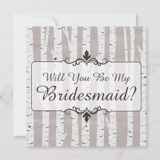 Wil je mijn bruidsmeisje zijn? Berkenboom rustiek  Kaart (Voorkant)