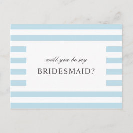 Wil je mijn bruidsmeisje zijn. Blauw gestreept mar Briefkaart