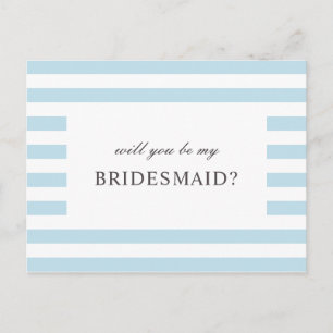 Wil je mijn bruidsmeisje zijn. Blauw gestreept mar Briefkaart