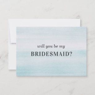 Wil je mijn bruidsmeisje zijn. Blauwe aquarel eenv Kaart
