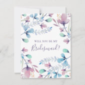Wil je mijn bruidsmeisje zijn. Blauwe en paarse bl Kaart (Voorkant)