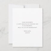 Wil je mijn bruidsmeisje zijn. Blauwe en paarse bl Kaart (Achterkant)