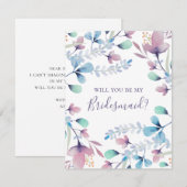 Wil je mijn bruidsmeisje zijn. Blauwe en paarse bl Kaart (Voorkant / Achterkant)