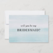 Wil je mijn bruidsmeisje zijn. Blauwe waterverf en Kaart (Voorkant)