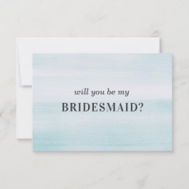 Wil je mijn bruidsmeisje zijn. Blauwe waterverf en Kaart