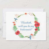 "Wil je mijn bruidsmeisje zijn" bloemen uitnodigin Kaart (Voorkant)
