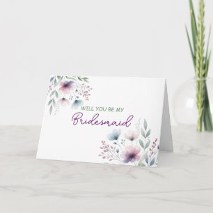 Wil je mijn bruidsmeisje zijn   bloemenbruiloft kaart