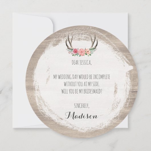 Wil je mijn bruidsmeisje zijn? Bloemengewei rustie Kaart (Achterkant)