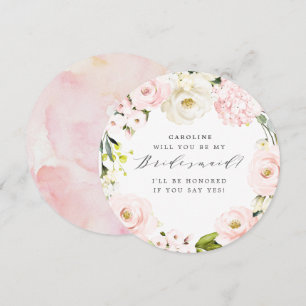 Wil je mijn bruidsmeisje zijn? Blush Floral Kaart