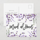 Wil je mijn bruidsmeisje zijn Boho Lavender Floral Aankondigingskaart (Voorkant / Achterkant)