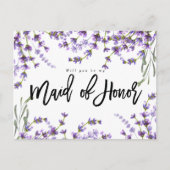 Wil je mijn bruidsmeisje zijn Boho Lavender Floral Aankondigingskaart (Voorkant)