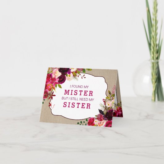 Wil je mijn bruidsmeisje zijn, Bourgondië Bloemen  (Voorkant)