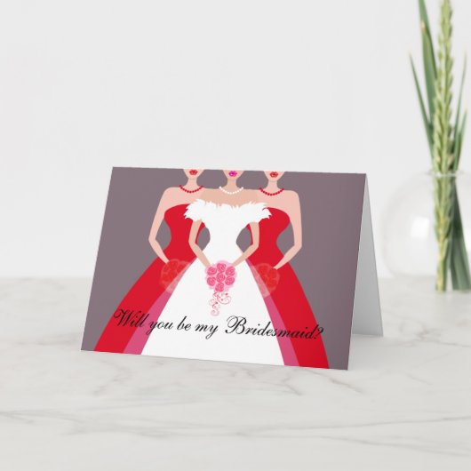 Wil je mijn bruidsmeisje zijn? Bruidsfeest (rood) (Voorkant)