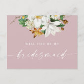 Wil je mijn bruidsmeisje zijn.  camellia roze briefkaart (Voorkant)