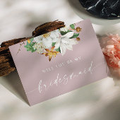 Wil je mijn bruidsmeisje zijn.  camellia roze briefkaart