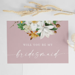Wil je mijn bruidsmeisje zijn. camellia roze briefkaart