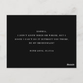 Wil je mijn bruidsmeisje zijn.  camellia zwart briefkaart (Achterkant)