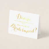 Wil je mijn bruidsmeisje zijn? Cursief gepersonali Folie Kaarten (Voorkant)